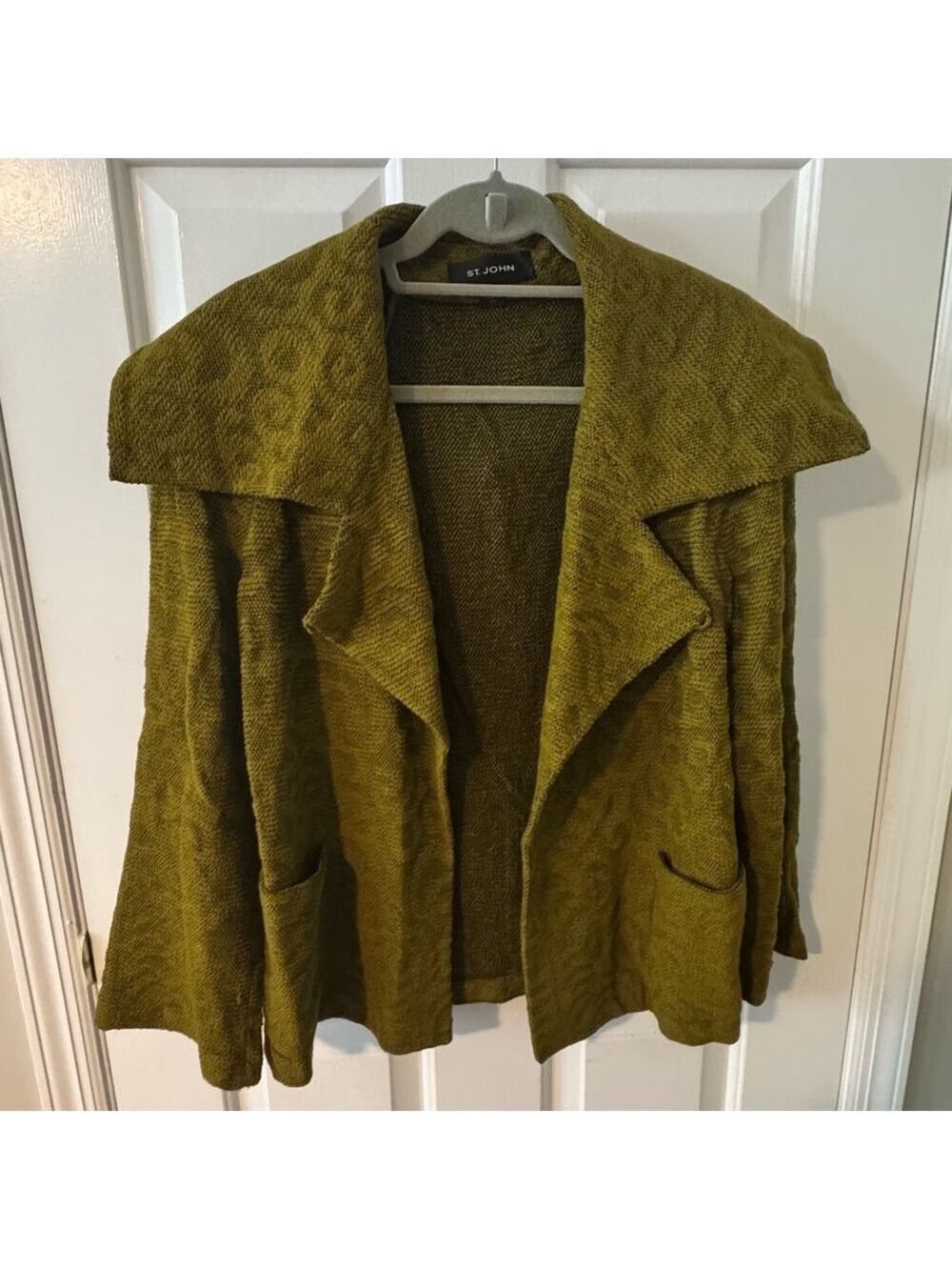 St. John Olive Scroll Tapestry Wool Blend Jacket - Picture 4 of 12